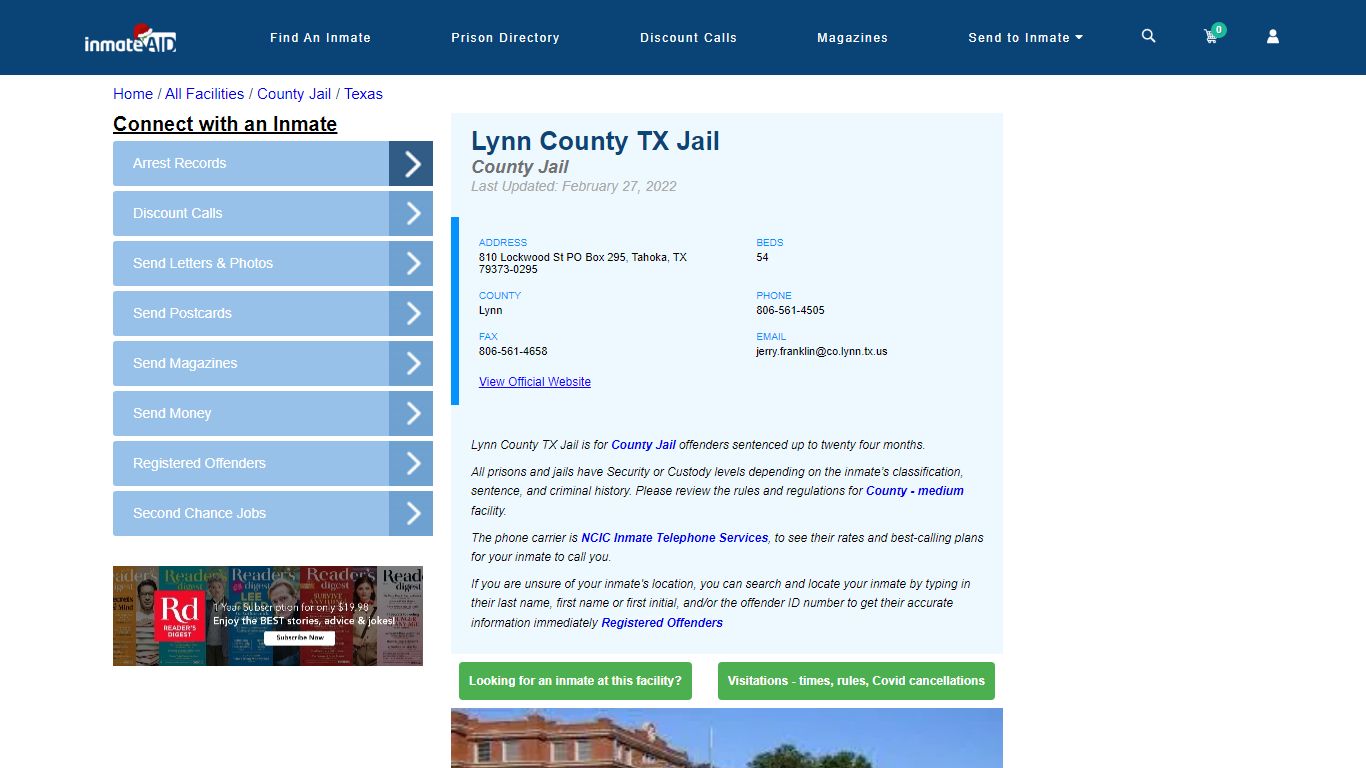 Lynn County TX Jail - Inmate Locator - Tahoka, TX