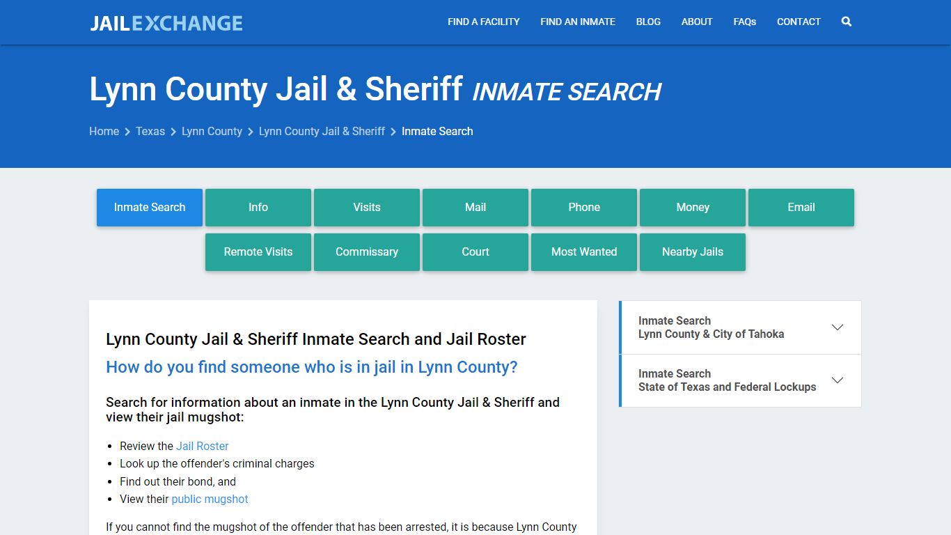 Inmate Search: Roster & Mugshots - Lynn County Jail & Sheriff, TX